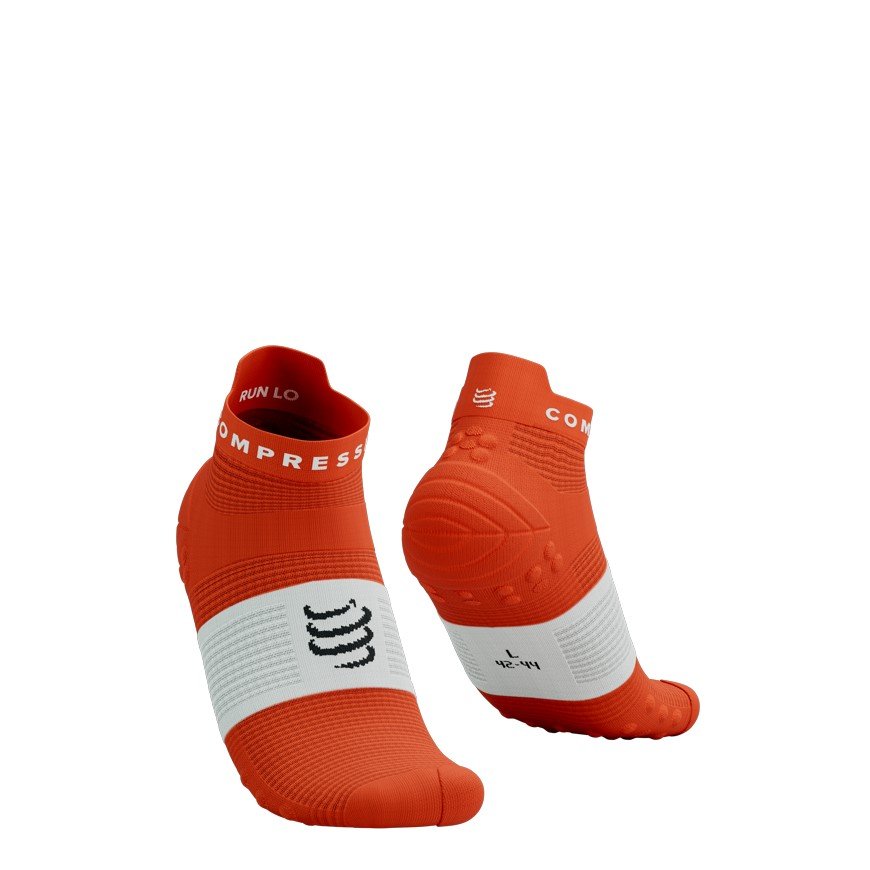 Produkt - Compressport Pro Racing Socks v4.0 Run Low Tigerlily/White  35-38 