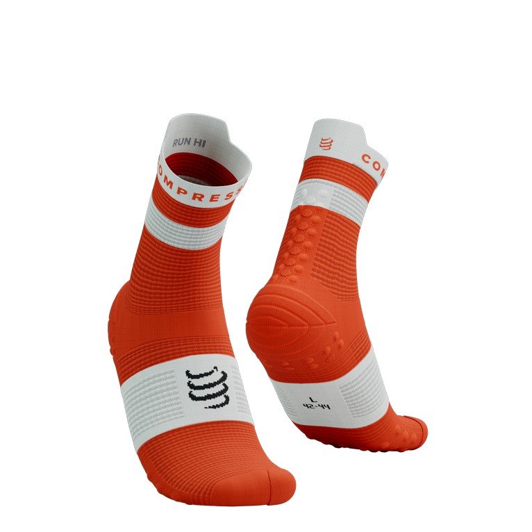 Produkt - Compressport Pro Racing Socks v4.0 Run High Tigerlily/White  35-38 